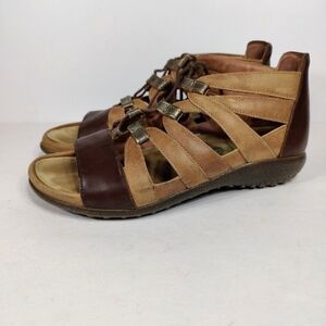 NAOT Selo Gladiator Strappy Leather Brown Toffee Sandals Women's Size 7 EU 38